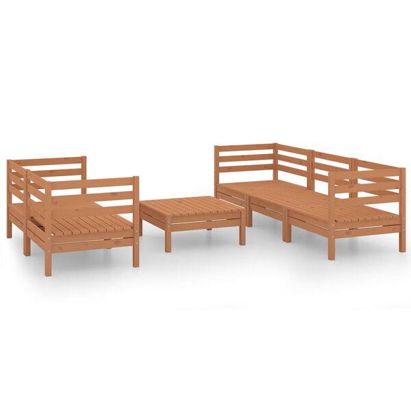vidaXL Juego muebles de jard&iacute;n 6 pzas madera maciza pino marr&oacute;n miel