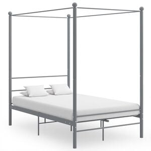 vidaXL Estructura de cama con dosel sin colch&oacute;n metal gris 120x200 cm