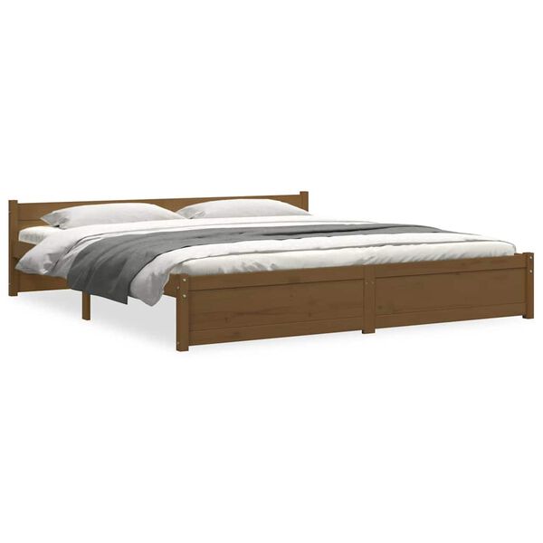 vidaXL Estructura cama sin colch&oacute;n madera maciza marr&oacute;n miel 200x200cm