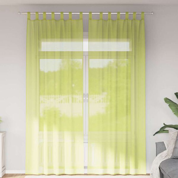 vidaXL Cortinas de gasa con trabillas 2 uds. verde manzana