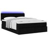 vidaXL Cama otomana con colch&oacute;n y luces LED Tela negra 140x200 cm