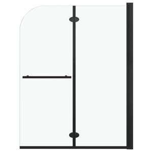 vidaXL Mampara de ducha plegable 2 paneles ESG negro 95x140 cm