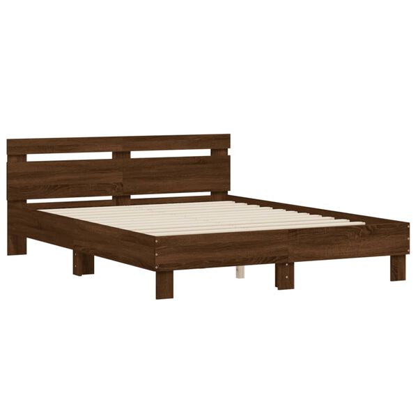 vidaXL Cama con cabecero madera de ingenier&iacute;a marr&oacute;n roble 140x190 cm