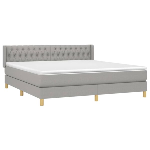 vidaXL Cama box spring con colch&oacute;n tela gris claro 180x200 cm