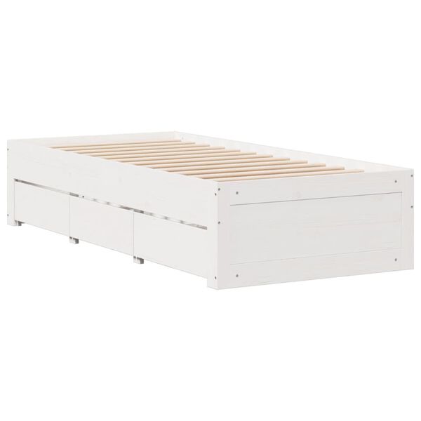 vidaXL Cama sin colch&oacute;n con cajones madera de pino blanco 75x190 cm