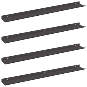 vidaXL Estante flotante 4 pcs Negro 80 x 9 x 2,5 cm Acero