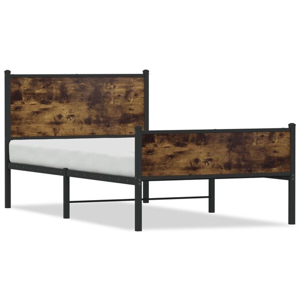 vidaXL Estructura de cama sin colch&oacute;n metal roble ahumado 100x190 cm