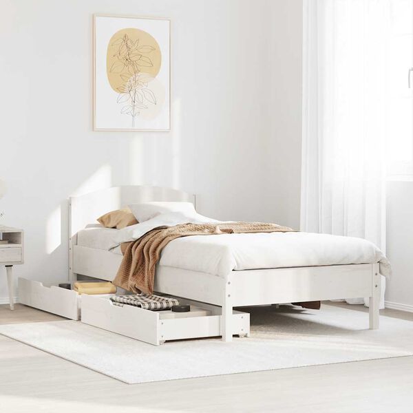vidaXL Estructura de cama sin colch&oacute;n madera de pino blanca 90x200 cm