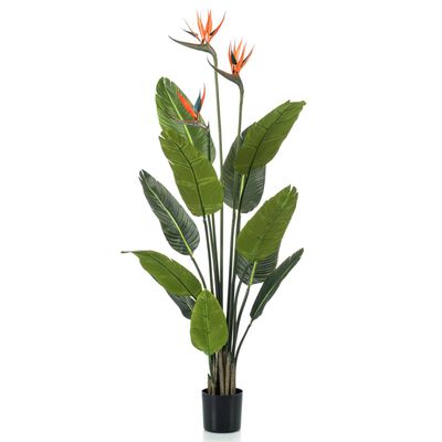 Emerald Planta artificial Strelitzia con maceta y flores 120 cm