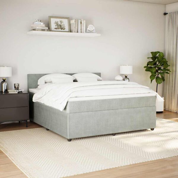 vidaXL Cama box spring con colch&oacute;n terciopelo gris claro 180x200 cm