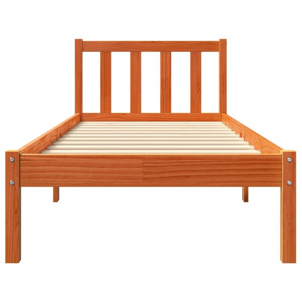 vidaXL Estructura de cama sin colch&oacute;n madera maciza marr&oacute;n 90x190 cm