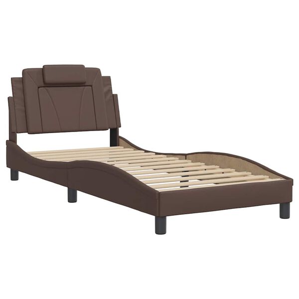 vidaXL Estructura de cama Viana sin colch&oacute;n cuero sint&eacute;tico marr&oacute;n 90x190 cm