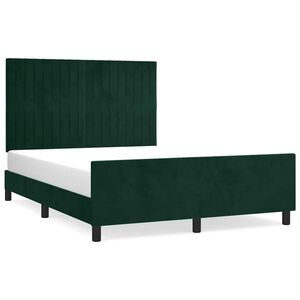 vidaXL Estructura cama sin colch&oacute;n terciopelo verde oscuro 140x190 cm