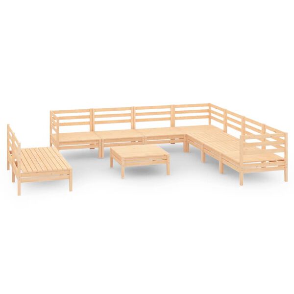 vidaXL Juego de muebles de jard&iacute;n 10 piezas madera maciza de pino