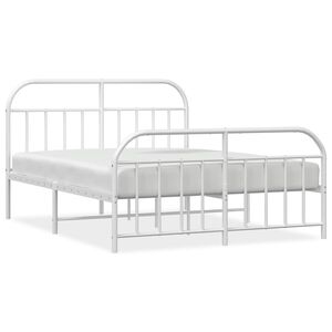 vidaXL Estructura cama sin colch&oacute;n con estribo metal blanco 140x190 cm
