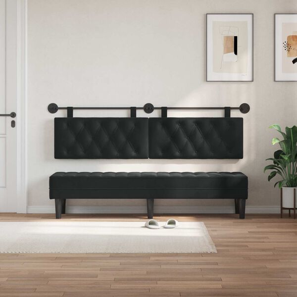 vidaXL Cabecera Colgante Negro 190 x 55 x 7 cm Terciopelo