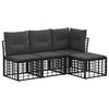 vidaXL Conjunto de sof&aacute;s de exterior Negro Poli&eacute;ster