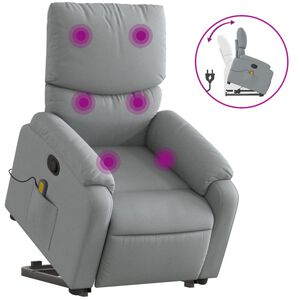 vidaXL Sill&oacute;n de masaje reclinable de pie de tela gris claro
