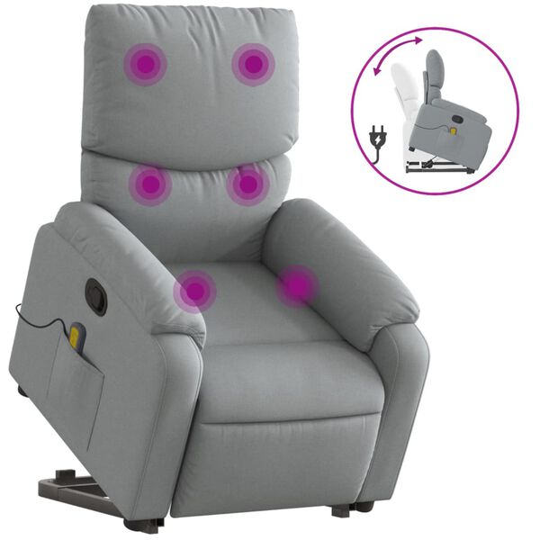 vidaXL Sill&oacute;n de masaje reclinable de pie de tela gris claro