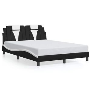 vidaXL Estructura de cama Viana sin colch&oacute;n cuero sint&eacute;tico negro blanco 120x200cm