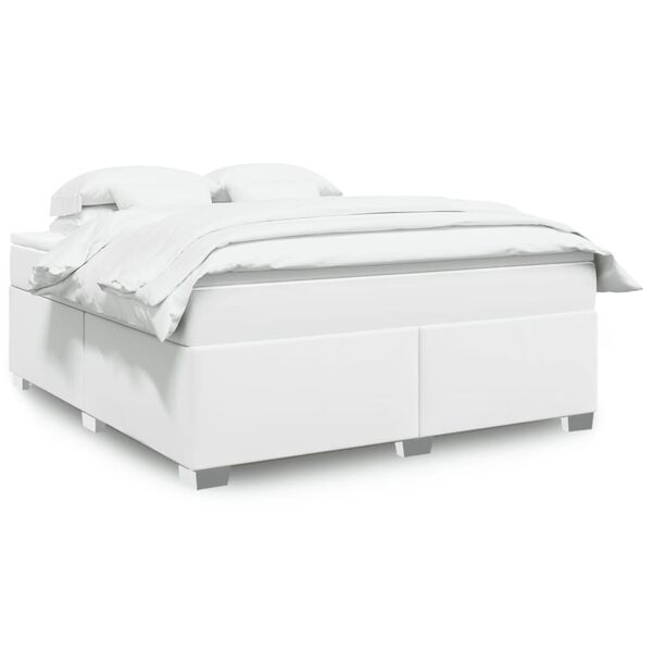vidaXL Cama box spring con colch&oacute;n cuero sint&eacute;tico blanco 180x200 cm
