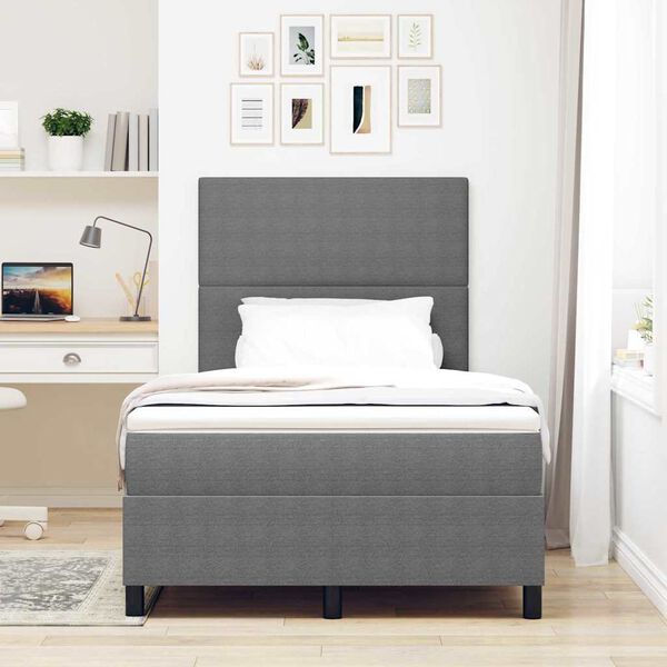 vidaXL Cama Box Spring LED Gris claro y . 120 x 190 cm Tela de Pana