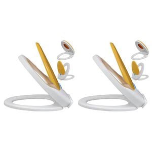 vidaXL Asientos inodoro cierre suave 2 uds pl&aacute;stico blanco y amarillo