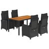 vidaXL Set de muebles jard&iacute;n 5 pzas con cojines rat&aacute;n sint&eacute;tico negro