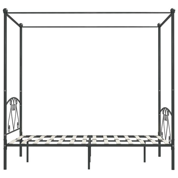 vidaXL Estructura cama con dosel sin colchón metal gris 160x200 cm