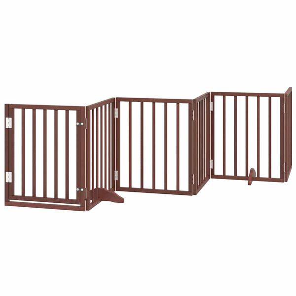 vidaXL Puerta de perros plegable 15 paneles madera &aacute;lamo marr&oacute;n 750 cm