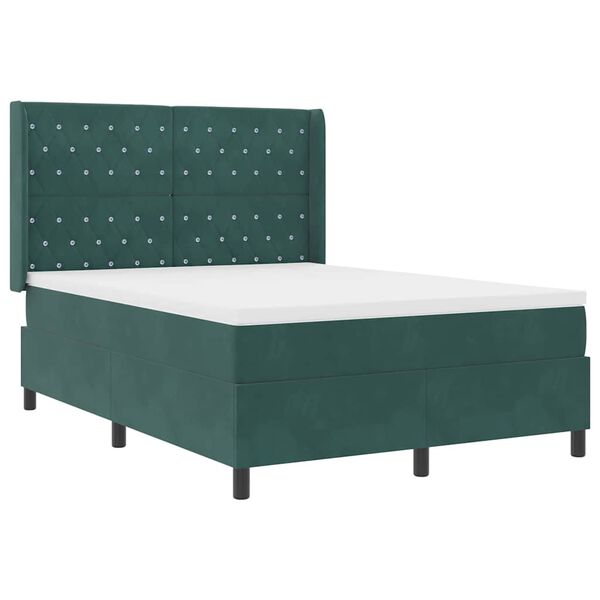 vidaXL Cama con Box Spring LED y Colch&oacute;n Verde 140 x 190 cm Terciopelo