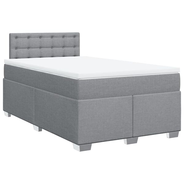 vidaXL Cama box spring con colch&oacute;n tela gris claro 120x190 cm