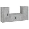 vidaXL Set de muebles de TV 3 pzas madera contrachapada gris hormig&oacute;n