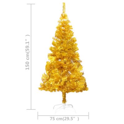 vidaXL Árbol de Navidad preiluminado con luces y soporte dorado 150 cm