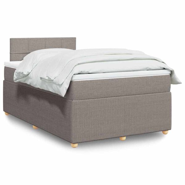 vidaXL Cama box spring con colch&oacute;n tela gris taupe 120x190 cm