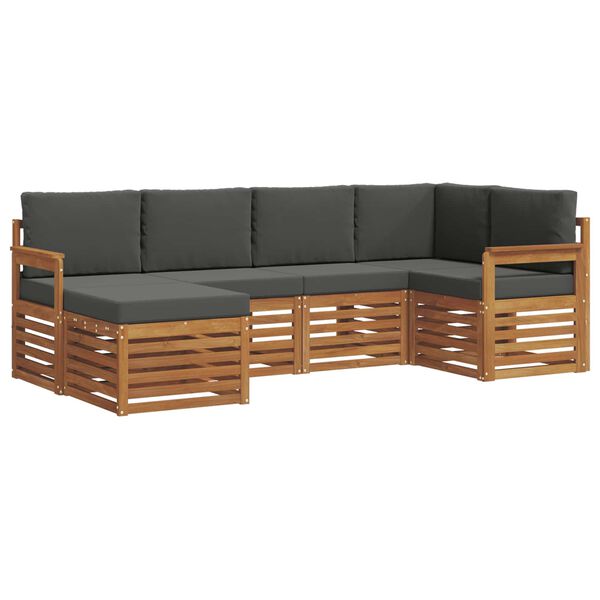vidaXL Conjunto de Sof&aacute; Seccional con coj&iacute;n 6 pcs Natural y Antracita