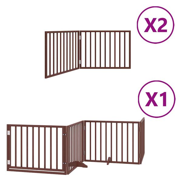 vidaXL Puerta de perros plegable 8 paneles madera &aacute;lamo marr&oacute;n 640 cm