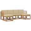 vidaXL Conjunto de sof&aacute;s de exterior con coj&iacute;n 6 pcs Natural y Beige