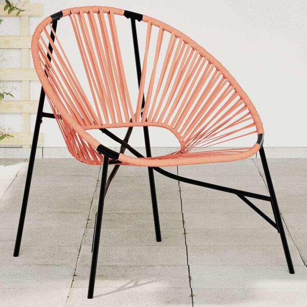 vidaXL Silla de jardín con forma huevo ratán sintético naranja y negro