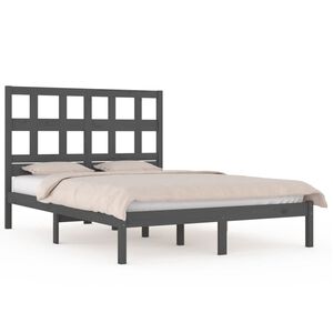 vidaXL Estructura de cama de madera maciza de pino gris 200x200 cm