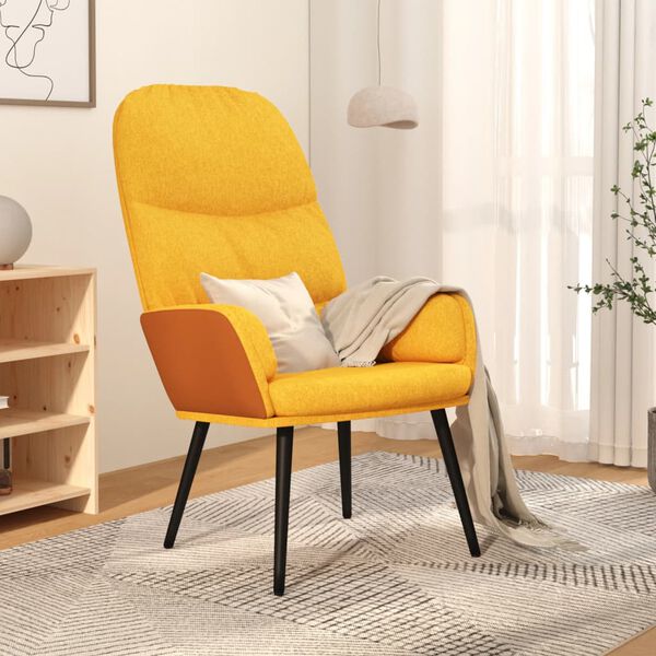 vidaXL Silla de relajaci&oacute;n de tela amarillo mostaza