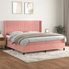 vidaXL Cama box spring con colch&oacute;n terciopelo rosa 200x200 cm