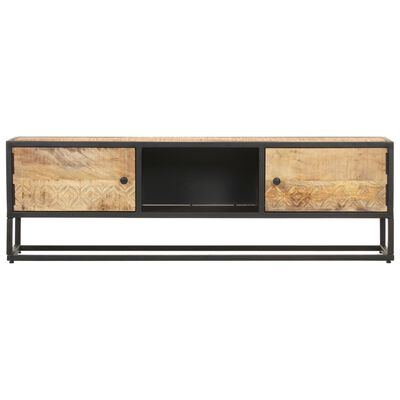 vidaXL Mueble de TV puerta tallada madera de mango rugosa 130x30x40 cm