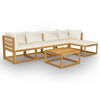 vidaXL Muebles de jard&iacute;n 6 pzas cojines crema madera maciza de acacia