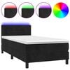 vidaXL Cama box spring colch&oacute;n y LED terciopelo negro 100x200 cm