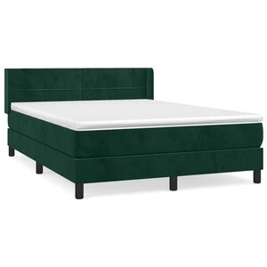 vidaXL Cama box spring con colch&oacute;n terciopelo verde oscuro 140x200 cm