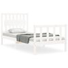vidaXL Estructura de cama con cabecero madera maciza blanco