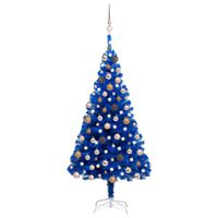 vidaXL Árbol de Navidad preiluminado con luces y bolas azul 120 cm