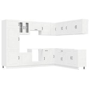 vidaXL Mueble de cocina Kalmar blanco 14 piezas madera contrachapada
