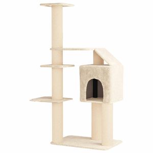 vidaXL &Aacute;rbol para gatos con postes de sisal Crema 183 cm
